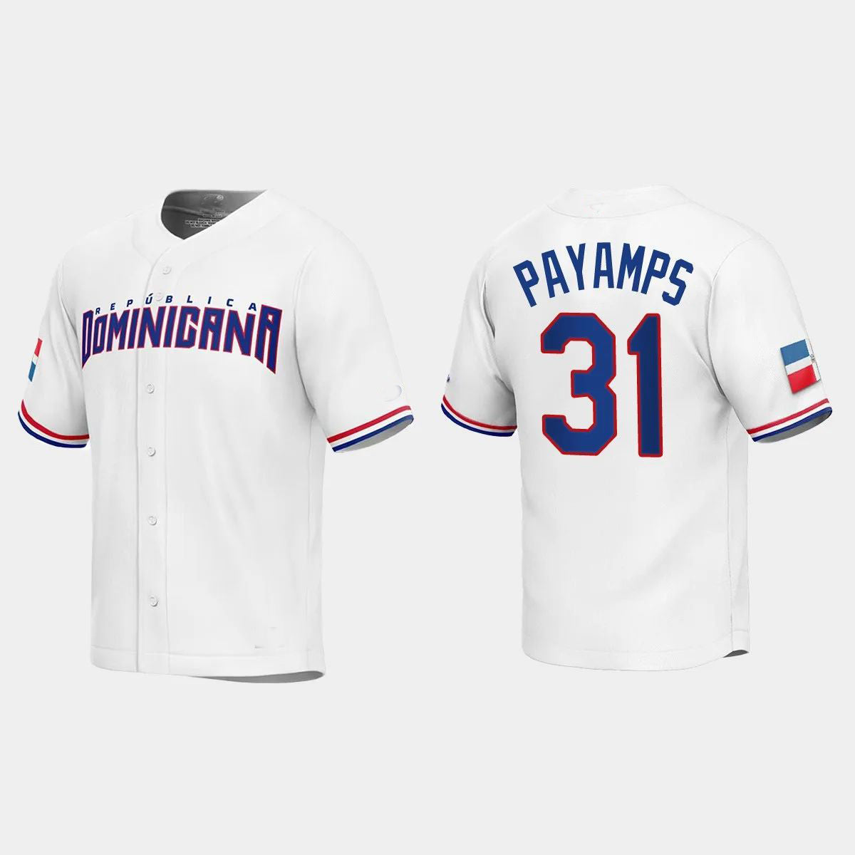 #31 JOEL PAYAMPS DOMINICAN REPUBLIC BASEBALL 2023 WORLD BASEBALL CLASSIC REPLICA JERSEY ¨C WHITE Stitches Baseball Jerseys baseball jersey product view 1