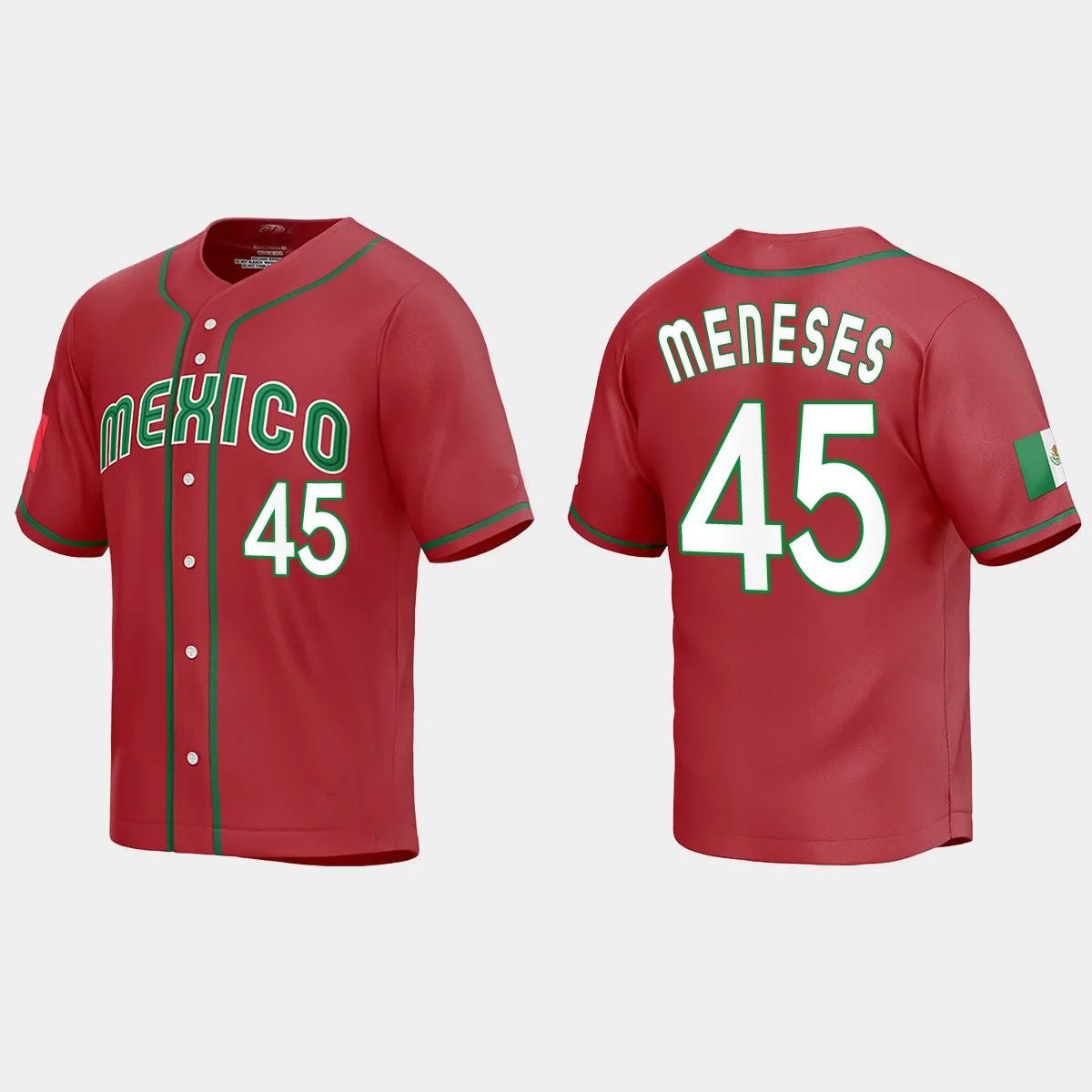 #45 JOEY MENESES MEXICO BASEBALL 2023 WORLD BASEBALL CLASSIC REPLICA JERSEY ¨C RED Stitches Baseball Jerseys baseball jersey product view 1