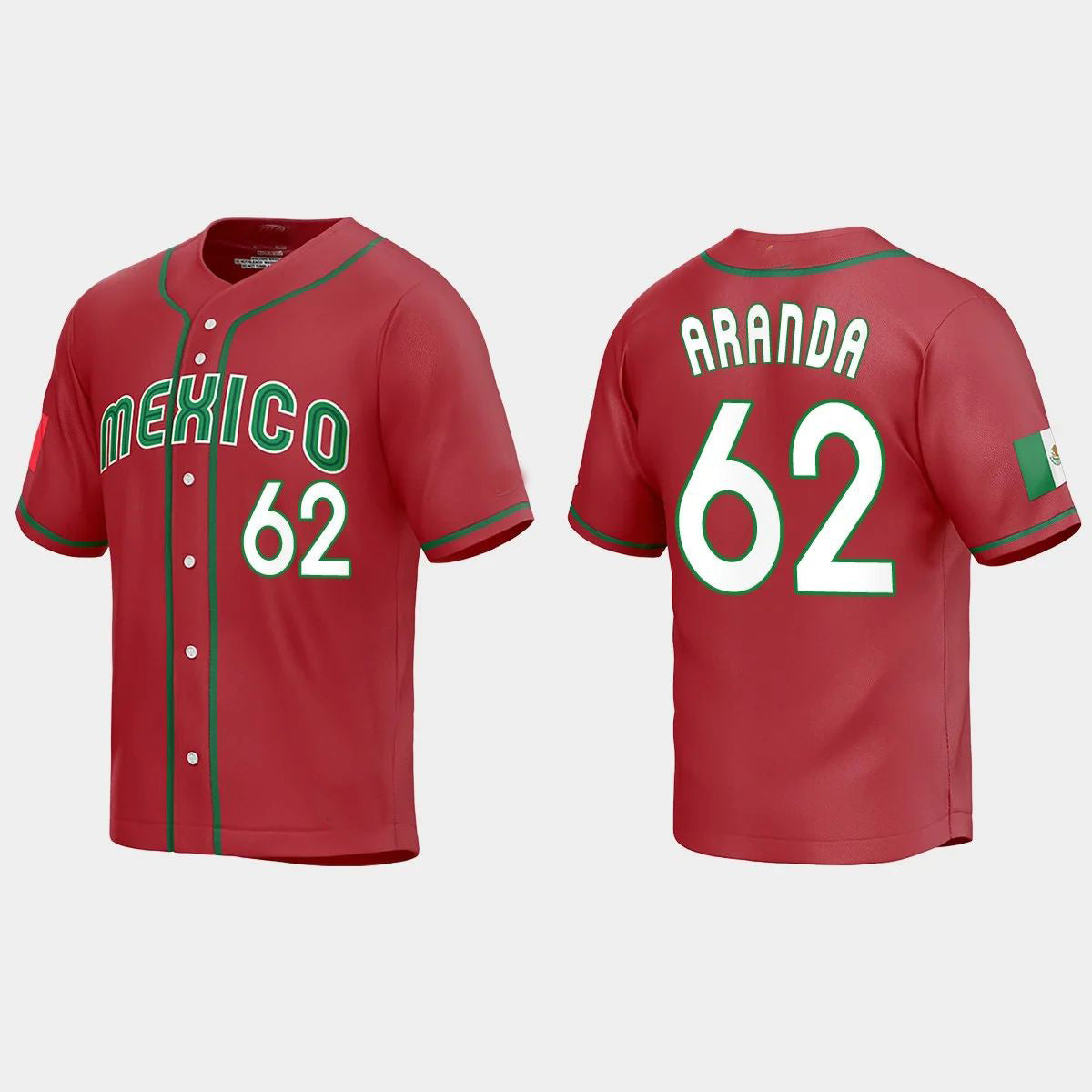 #62 JONATHAN ARANDA MEXICO BASEBALL 2023 WORLD BASEBALL CLASSIC REPLICA JERSEY ¨C RED Stitches Baseball Jerseys baseball jersey product view 1
