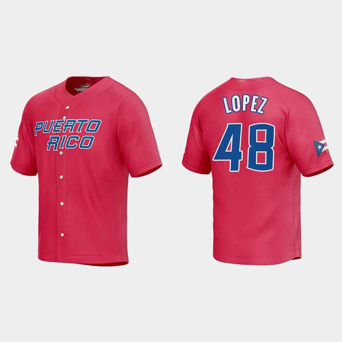 #48 JORGE LOPEZ PUERTO RICO BASEBALL 2023 WORLD BASEBALL CLASSIC JERSEY ¨C RED Stitches Baseball Jerseys baseball jersey product view 1
