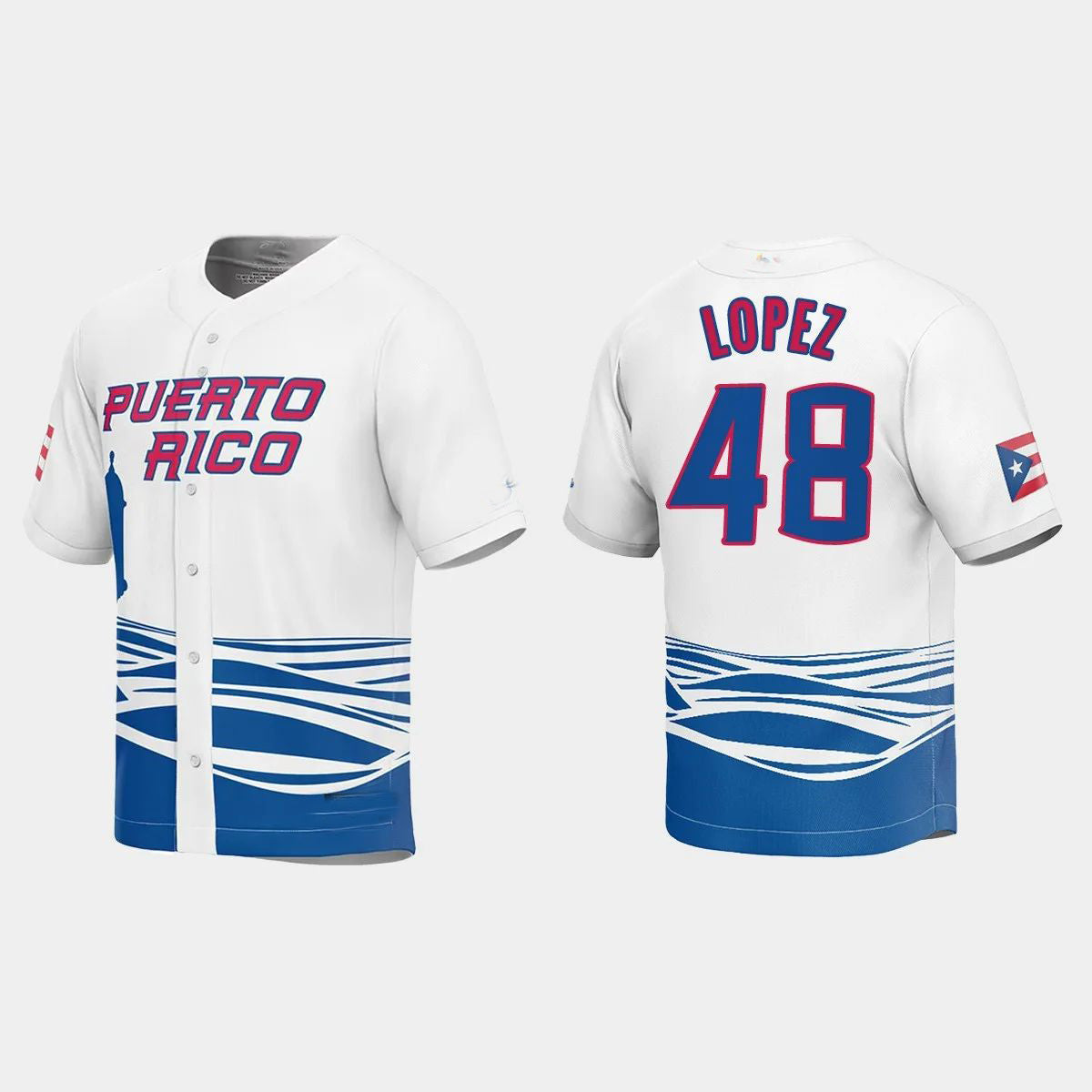 #48 JORGE LOPEZ PUERTO RICO BASEBALL 2023 WORLD BASEBALL CLASSIC JERSEY ¨C WHITE Stitches Baseball Jerseys baseball jersey product view 1