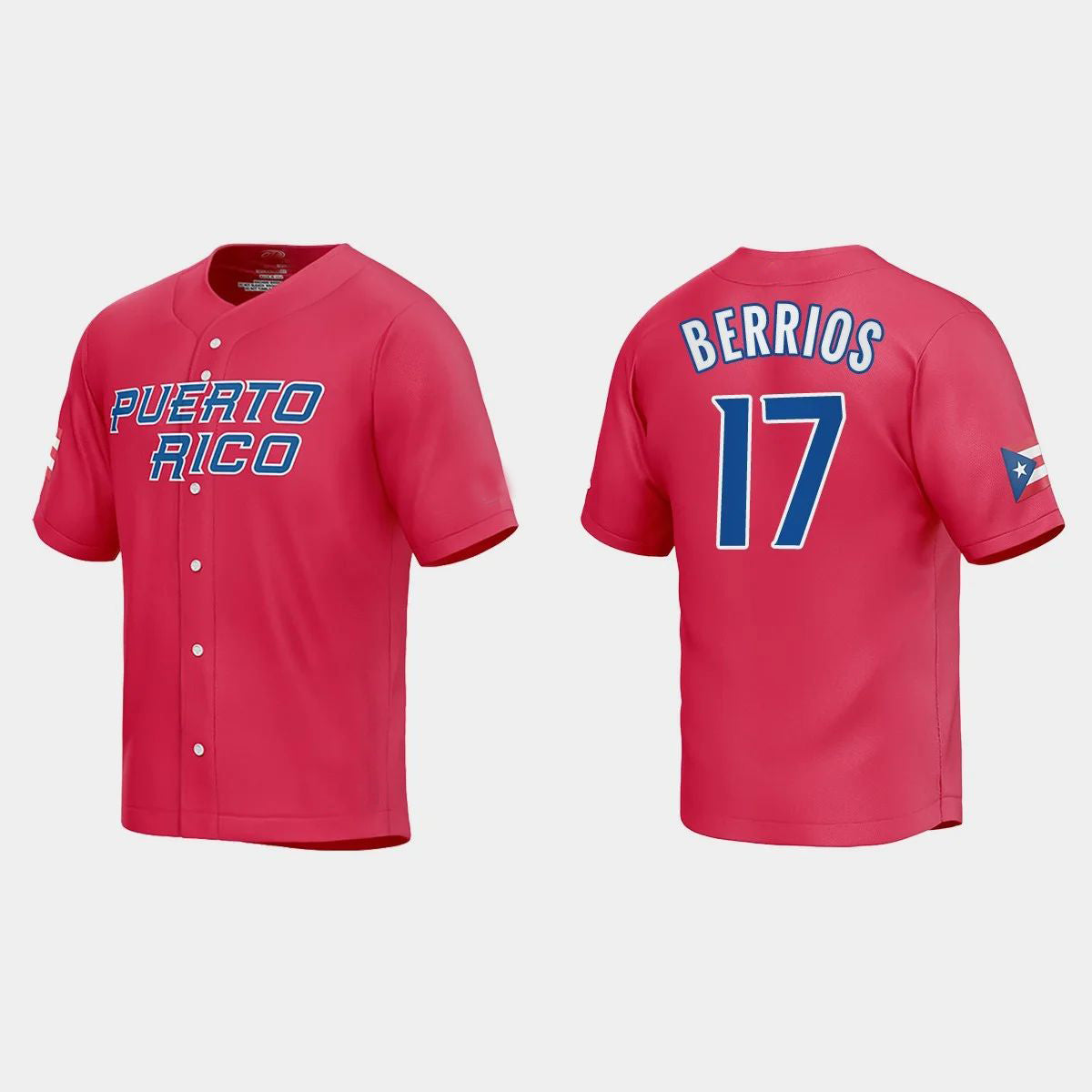 #17 JOSE BERRIOS PUERTO RICO BASEBALL 2023 WORLD BASEBALL CLASSIC JERSEY ¨C RED Stitches Baseball Jerseys baseball jersey product view 1