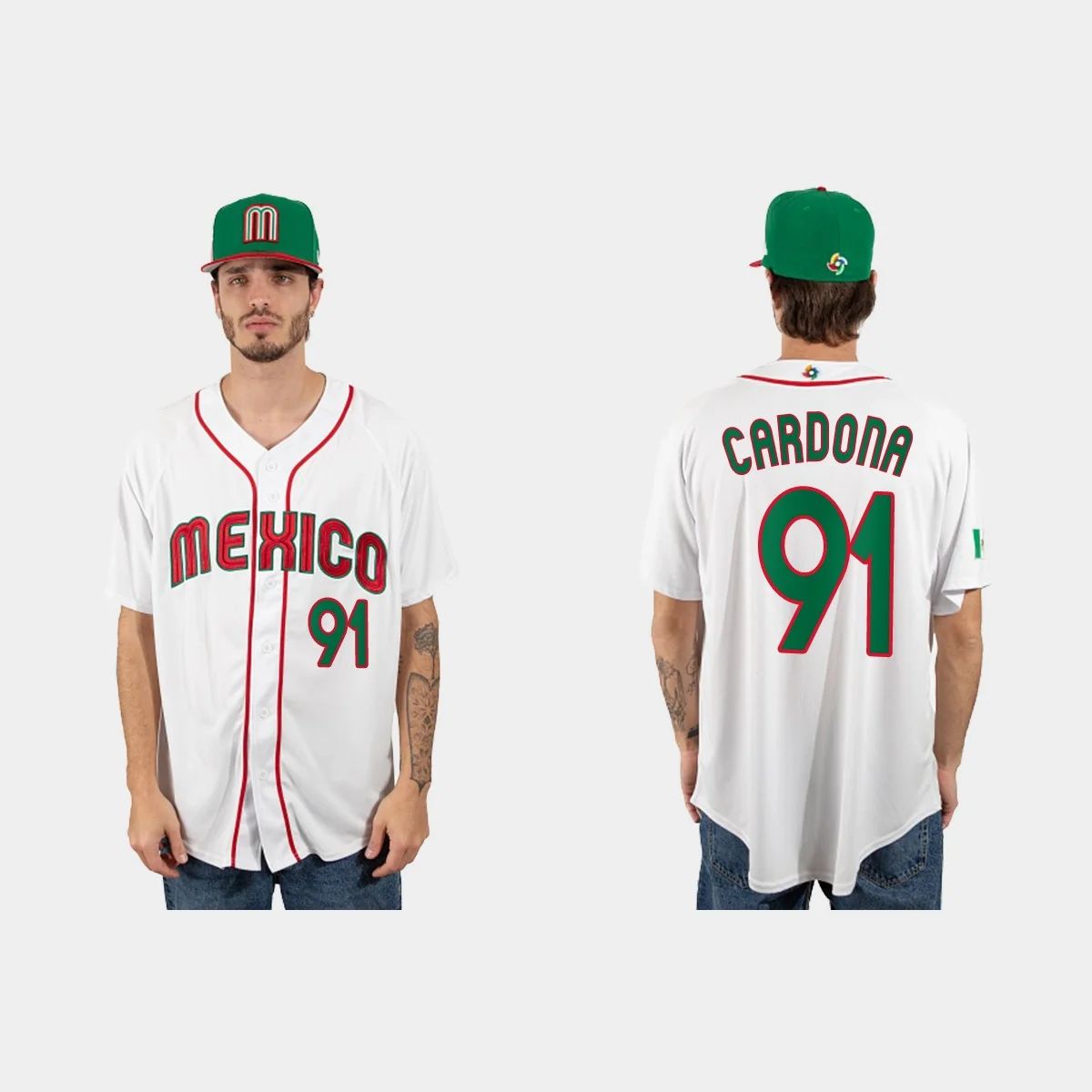 #91 JOSE CARDONA MEXICO BASEBALL 2023 WORLD BASEBALL CLASSIC JERSEY ¨C WHITE Stitches Baseball Jerseys baseball jersey product view 1
