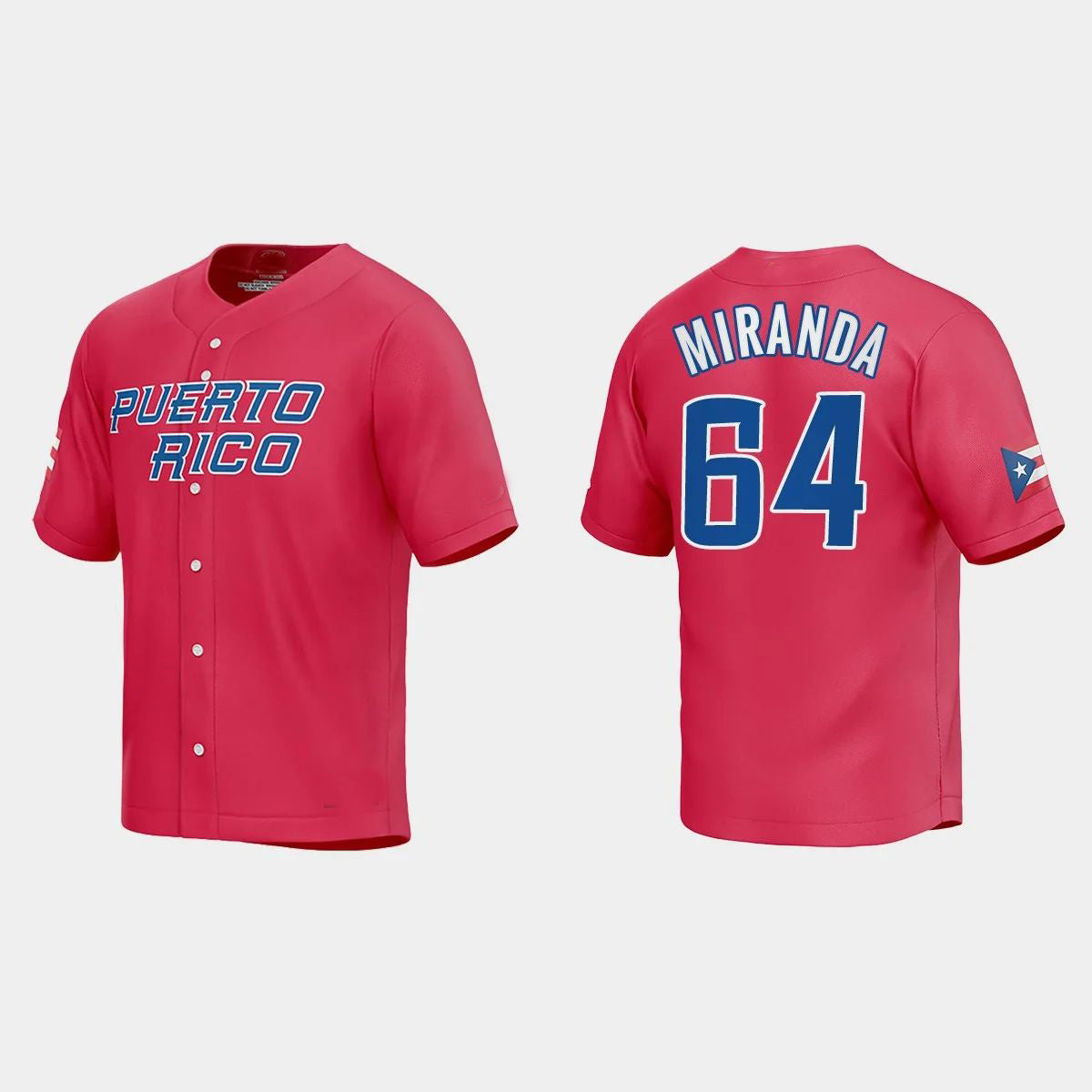 #64 JOSE MIRANDA PUERTO RICO BASEBALL 2023 WORLD BASEBALL CLASSIC JERSEY ¨C RED Stitches Baseball Jerseys baseball jersey product view 1