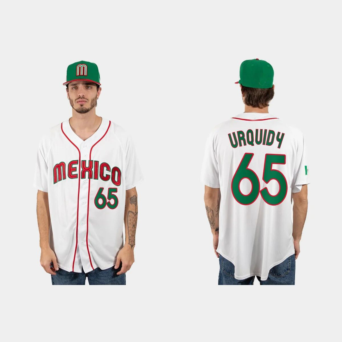 #65 JOSE URQUIDY MEXICO BASEBALL 2023 WORLD BASEBALL CLASSIC JERSEY ¨C WHITE Stitches Baseball Jerseys baseball jersey product view 1