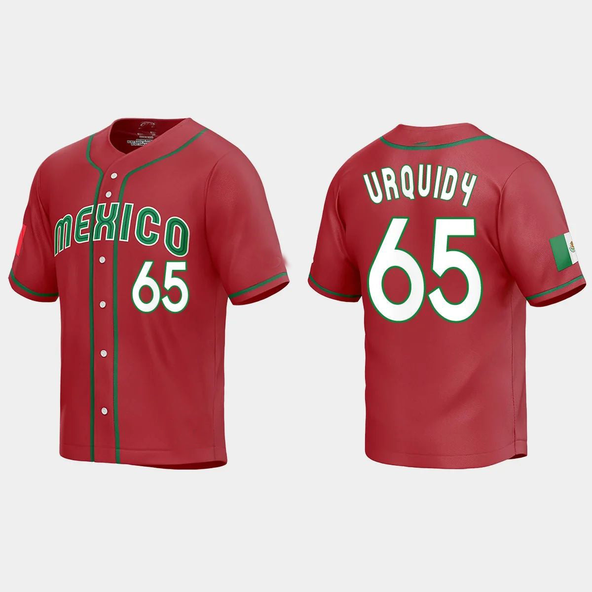 #65 JOSE URQUIDY MEXICO BASEBALL 2023 WORLD BASEBALL CLASSIC REPLICA JERSEY ¨C RED Stitches Baseball Jerseys baseball jersey product view 1
