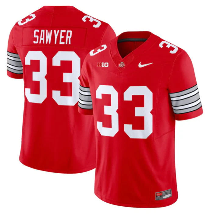 Jack Sawyer Ohio State Buckeyes Jersey – Red sports jersey product view 1