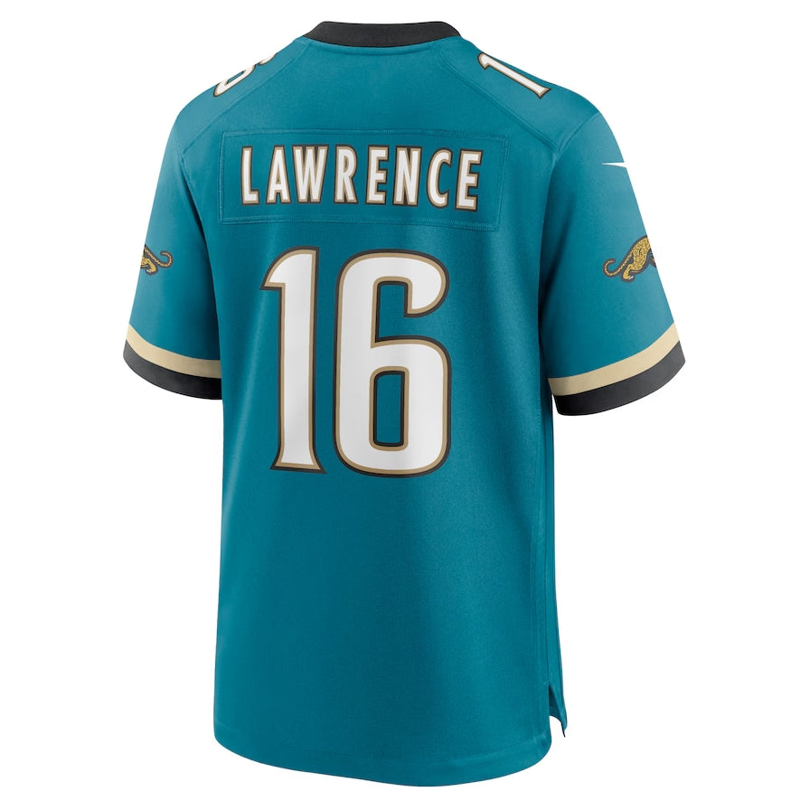 J.Jaguars #16 Trevor Lawrence Prowler Throwback Player Game Jersey - Teal Football Jerseys football jersey product view 1