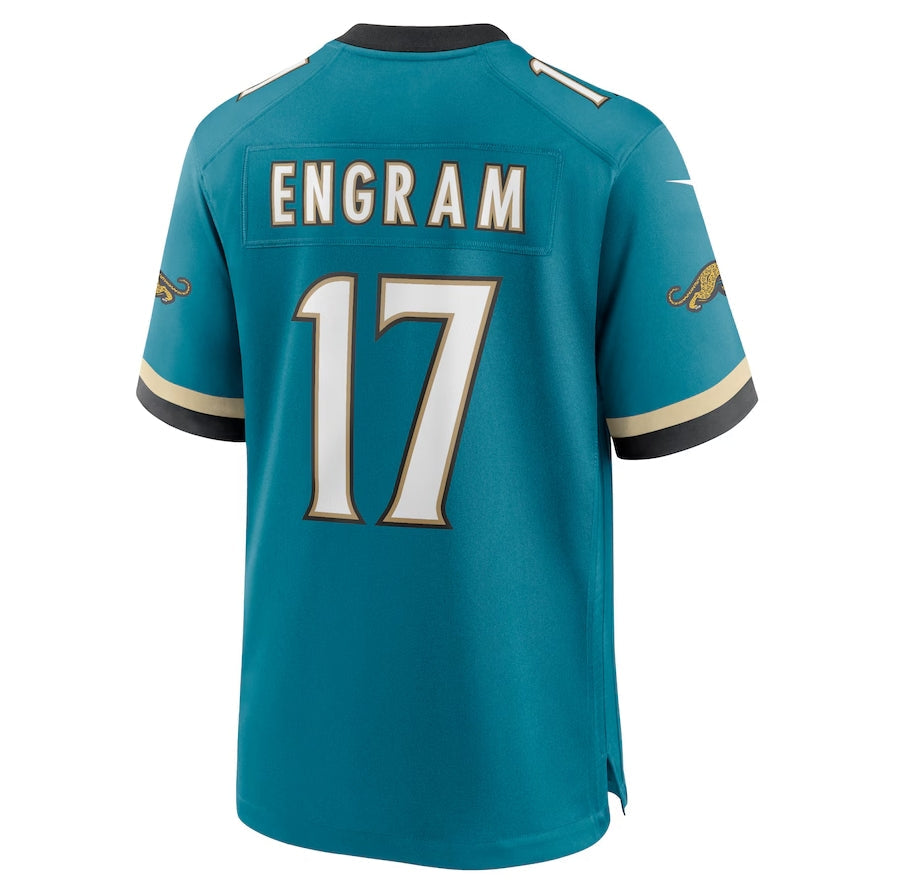 J.Jaguars #17 Evan Engram Prowler Throwback Player Game Jersey - Teal Football Jerseys football jersey product view 1