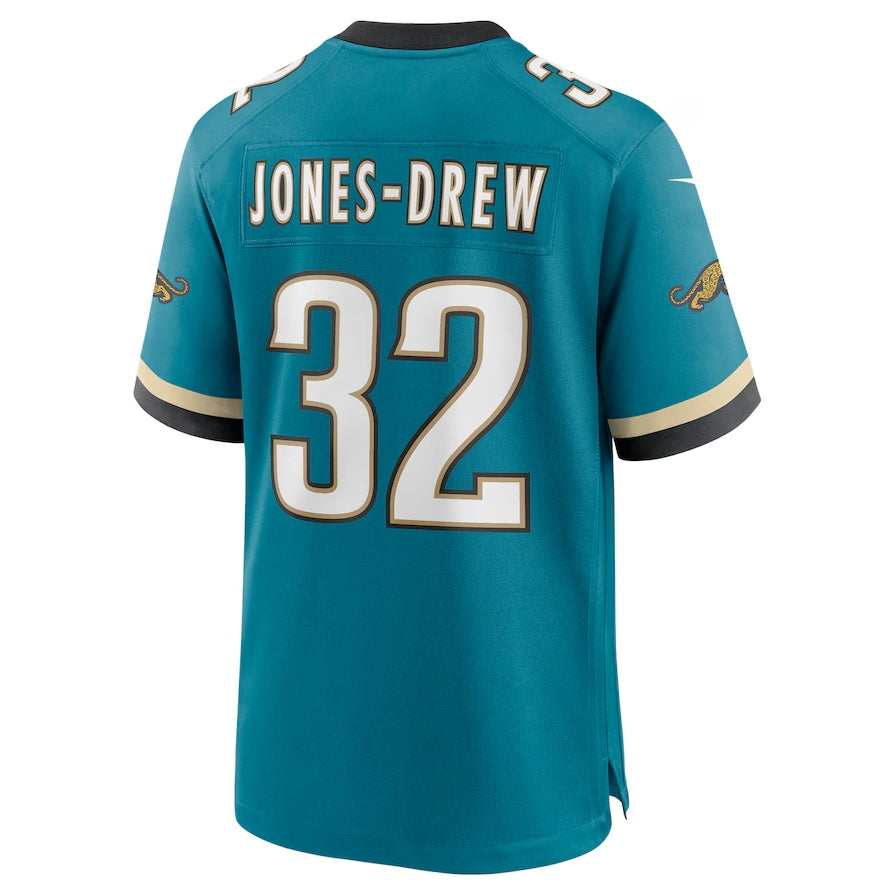 J.Jaguars #32 Maurice Jones-Drew Prowler Throwback Retired Player Game Jersey - Teal Football Jerseys football jersey product view 1