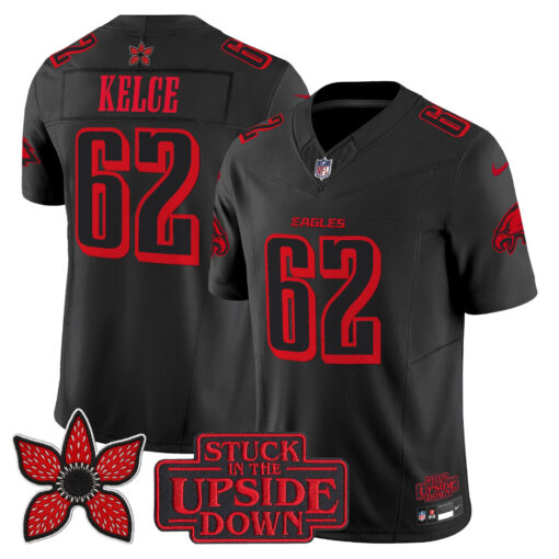 Jason Kelce Philadelphia Eagles ‘Stranger Things Edition’ Jersey - Black football jersey product view 1