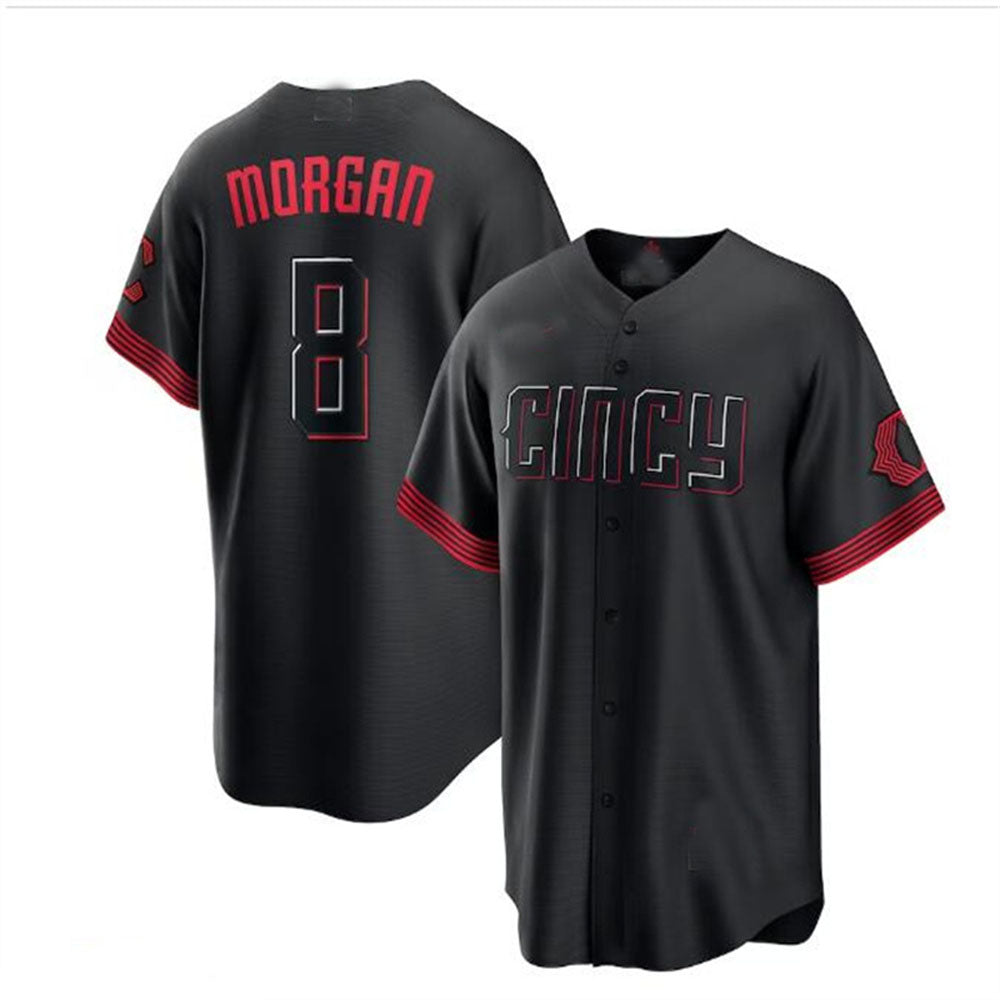 Cincinnati Reds #8 Joe Morgan 2023 City Connect Replica Player Jersey - Black Baseball Jerseys baseball jersey product view 1