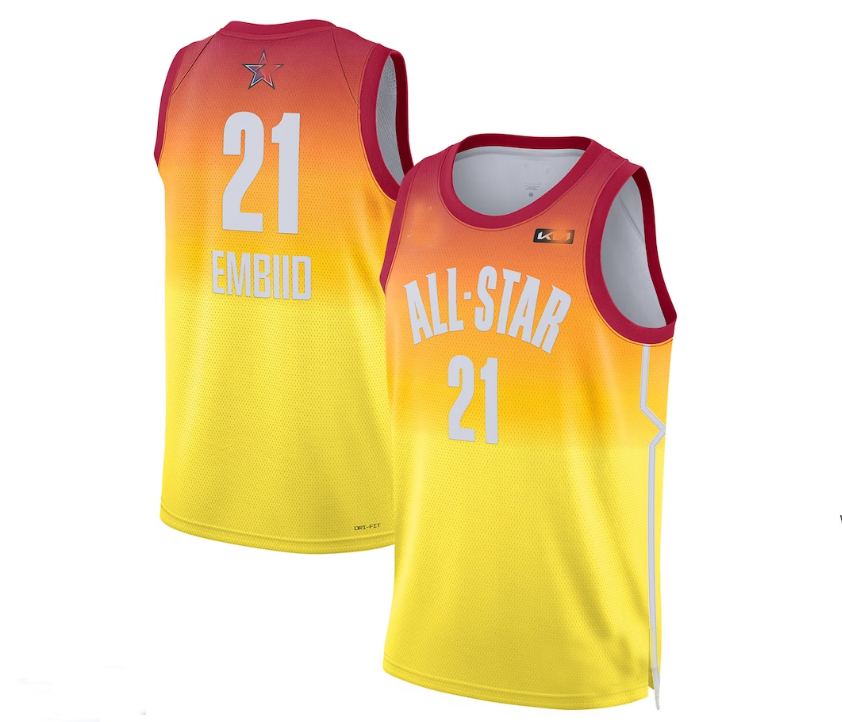 #21 Joel Embiid 2023 All-Star Game Swingman Jersey - Orange Stitched American Basketball Jersey basketball jersey product view 1