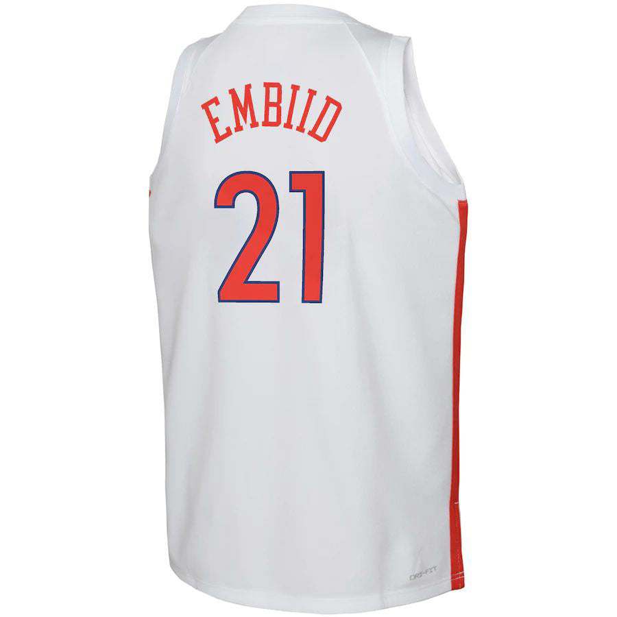 PH.76ers #21 Joel Embiid 2022-23 Swingman Jersey City Edition White Stitched American Basketball Jersey basketball jersey product view 1