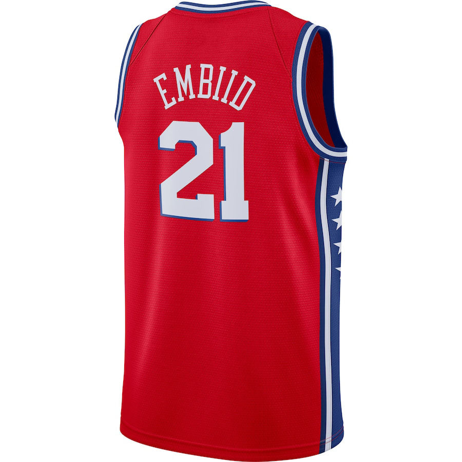 PH.76ers #21 Joel Embiid Swingman Player Jersey Statement Edition Red Stitched American Basketball Jersey basketball jersey product view 1