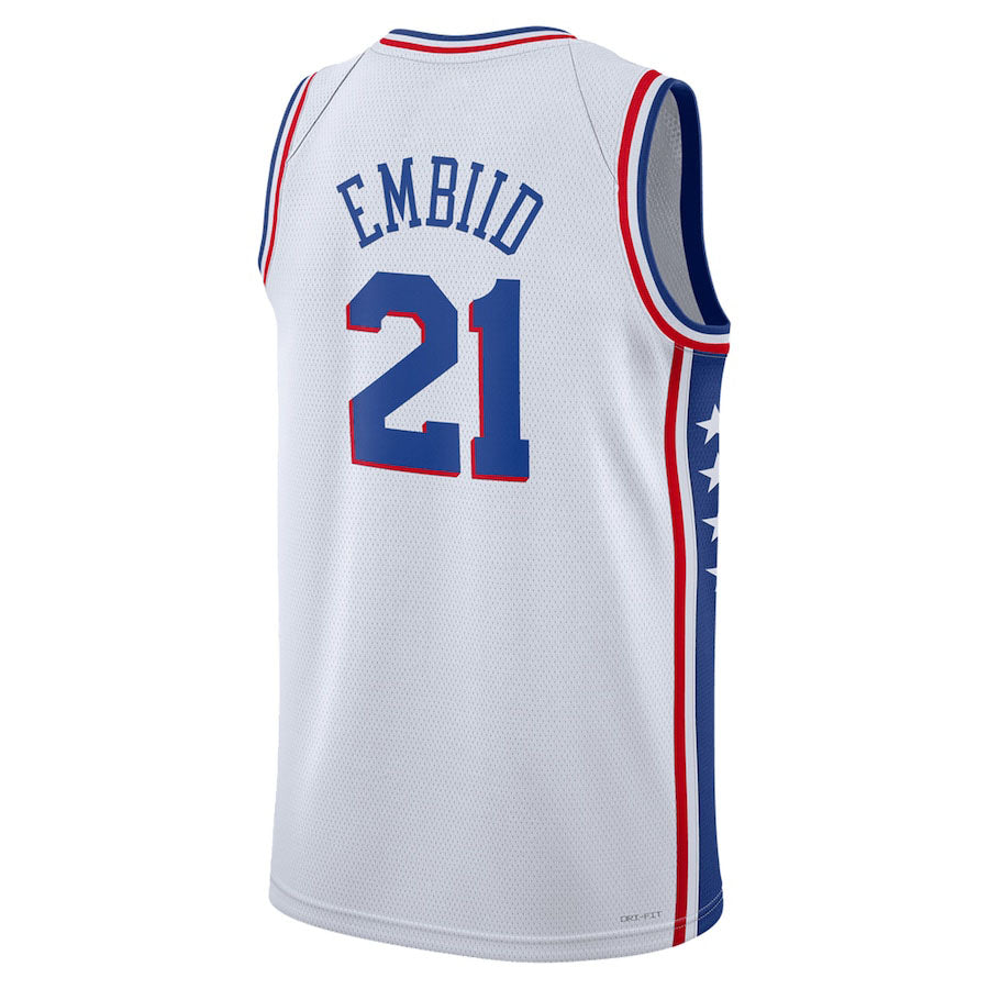 PH.76ers #21 Joel Embiid Unisex 2022-23 Swingman Jersey Association Edition White Stitched American Basketball Jersey basketball jersey product view 1