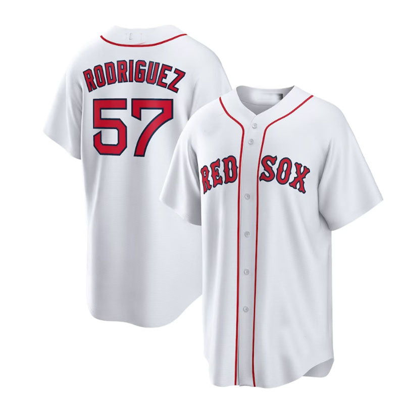Boston Red Sox Road #57 Joely Rodr¨ªguez Home Replica Player Jersey - White Baseball Jerseys baseball jersey product view 1