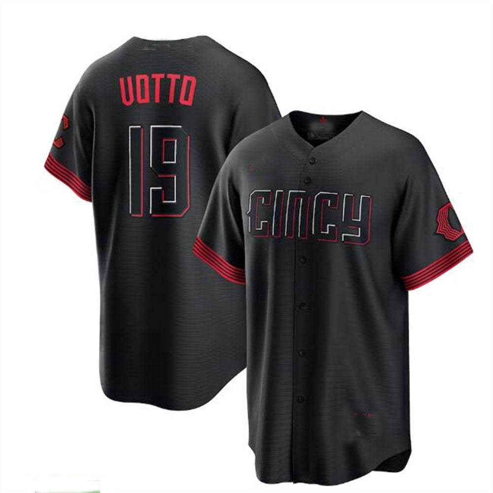 Cincinnati Reds #19 Joey Votto 2023 City Connect Replica Player Jersey - Black Baseball Jerseys baseball jersey product view 1