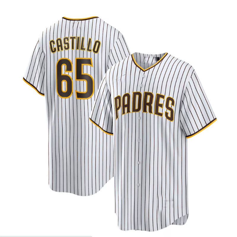 San Diego Padres #65 Jos¡§| Castillo Home Replica Player Jersey - White Baseball Jerseys baseball jersey product view 1