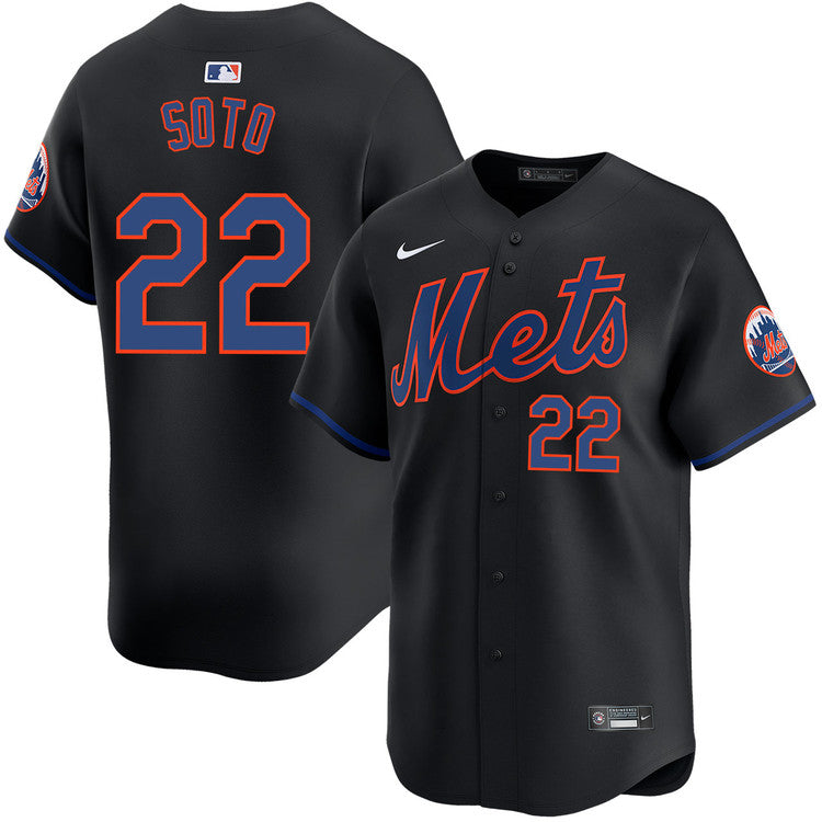 Juan Soto New York Mets Alternate Player Jersey - Black baseball jersey product view 1