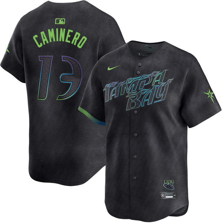 Junior Caminero Tampa Bay Rays City Connect Jersey - Charcoal baseball jersey product view 1
