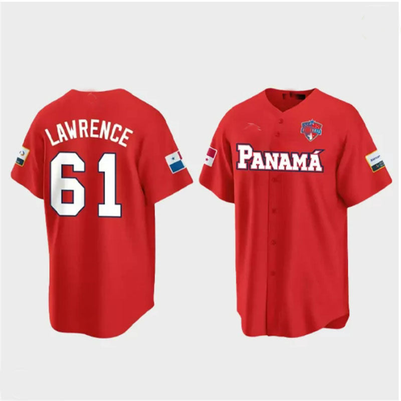 #61 Justin Lawrence Panama Baseball 2023 World Baseball Classic Jersey ¨C Red Stitches Baseball Jerseys baseball jersey product view 1