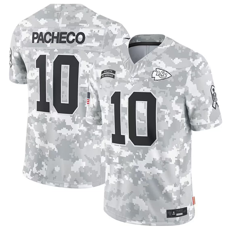 KC.Chiefs #10 Isiah Pacheco Player Arctic Camo Salute to Service Limited Football Jerseys football jersey product view 1