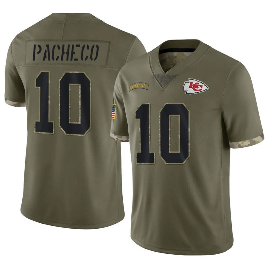 KC.Chiefs #10 Isiah Pacheco Player Olive Salute To Service Football Jerseys football jersey product view 1
