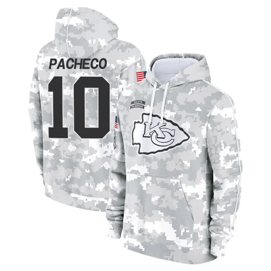KC.Chiefs #10 Isiah Pacheco Player Salute to Service Hoodies Football Jerseys football jersey product view 1