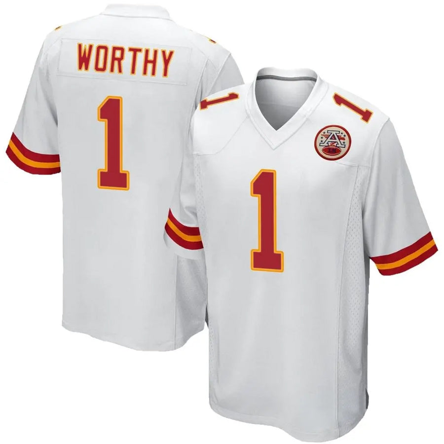 KC.Chiefs #1 Xavier Worthy Player White Home Game Football Jerseys football jersey product view 1