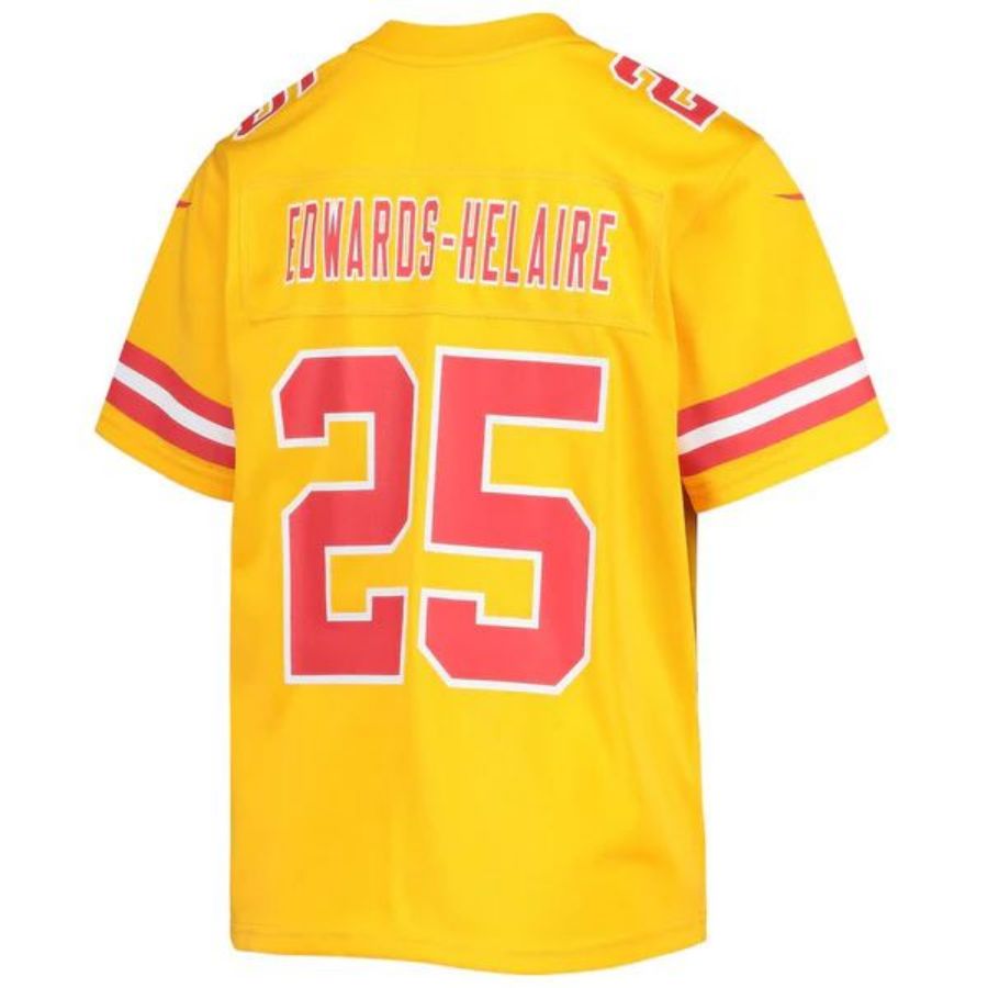 KC.Chiefs #25 Clyde Edwards-Helaire Player Gold Inverted Team Game Stitched Football Jerseys football jersey product view 1