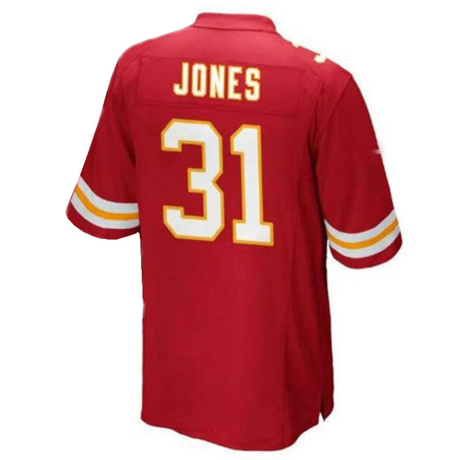 KC.Chiefs #31 Nic Jones Player Game Jersey - Red Stitched American Football Jerseys football jersey product view 1