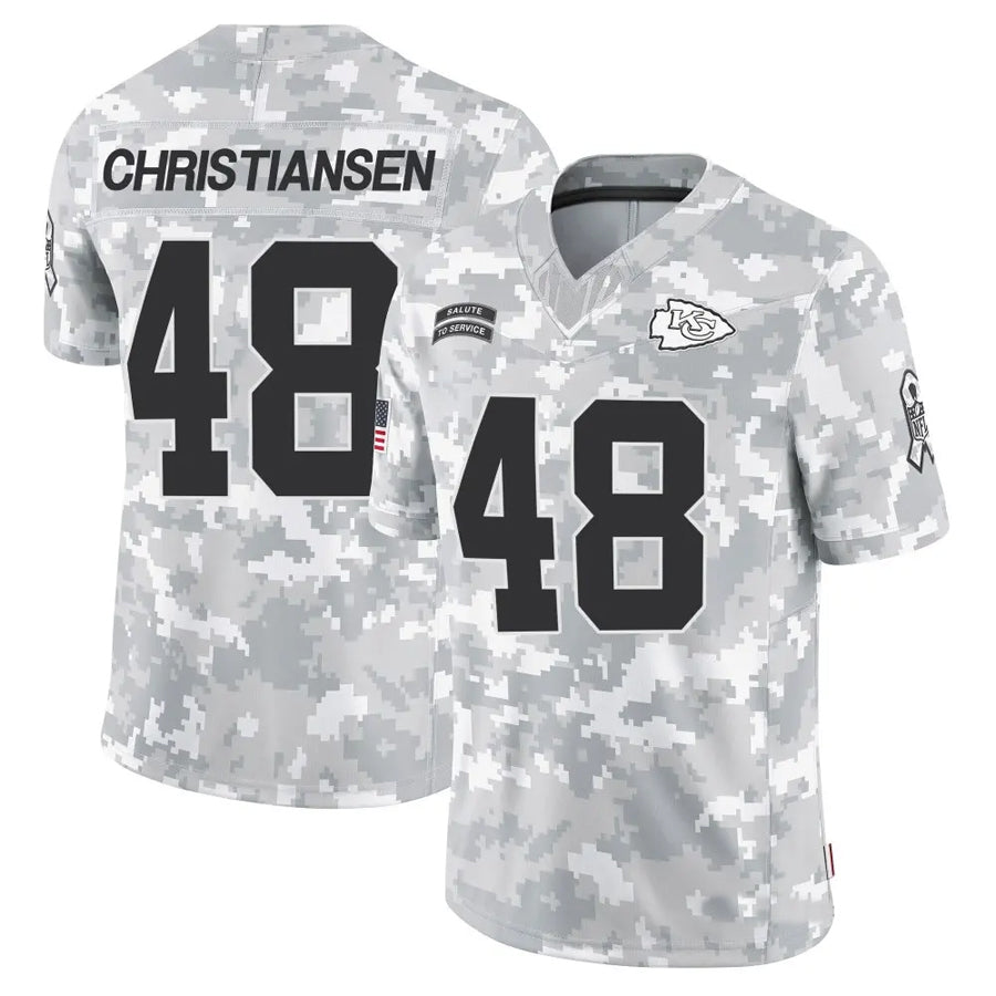 KC.Chiefs #48 Cole Christiansen Player Arctic Camo Salute to Service Limited Football Jerseys football jersey product view 1