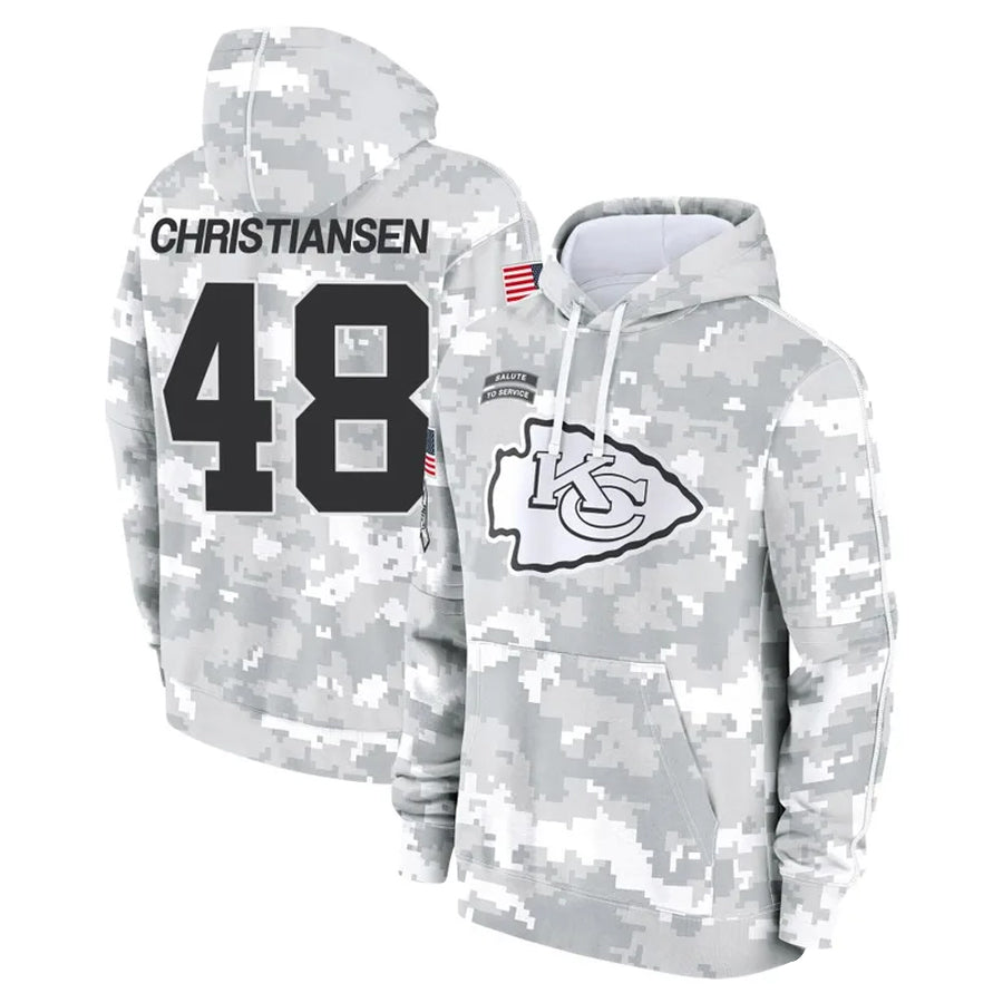 KC.Chiefs #48 Cole Christiansen Player Salute to Service Hoodies Football Jerseys football jersey product view 1