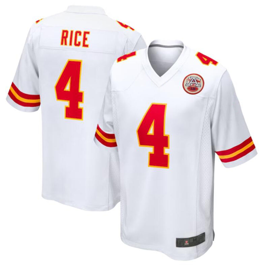 KC.Chiefs #4 Rashee Rice Player White Home Game Stitched Football Jerseys football jersey product view 2