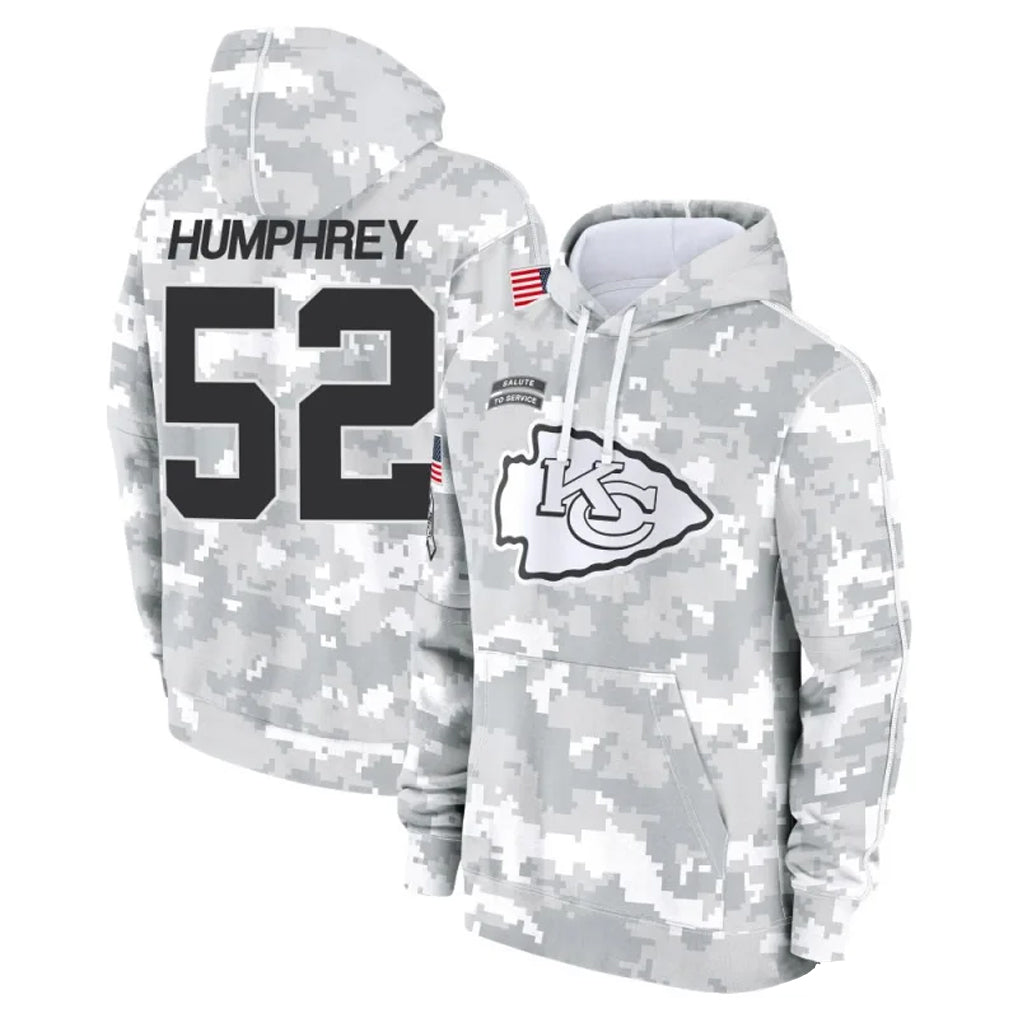 KC.Chiefs #52 Creed Humphrey Player Arctic Camo Salute to Service Hoodies Football Jerseys football jersey product view 1
