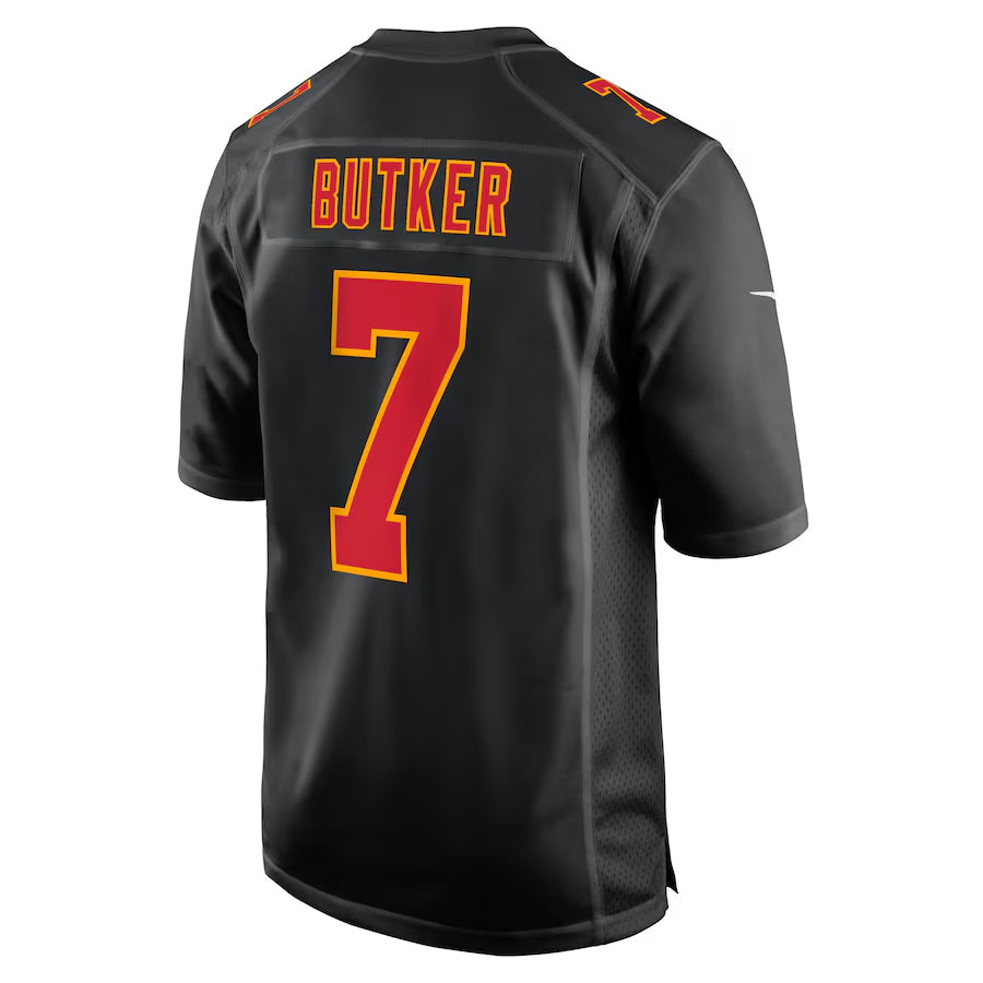 KC.Chiefs #7 Harrison Butker Player Carbon Black Fashion Game Football Jerseys football jersey product view 1