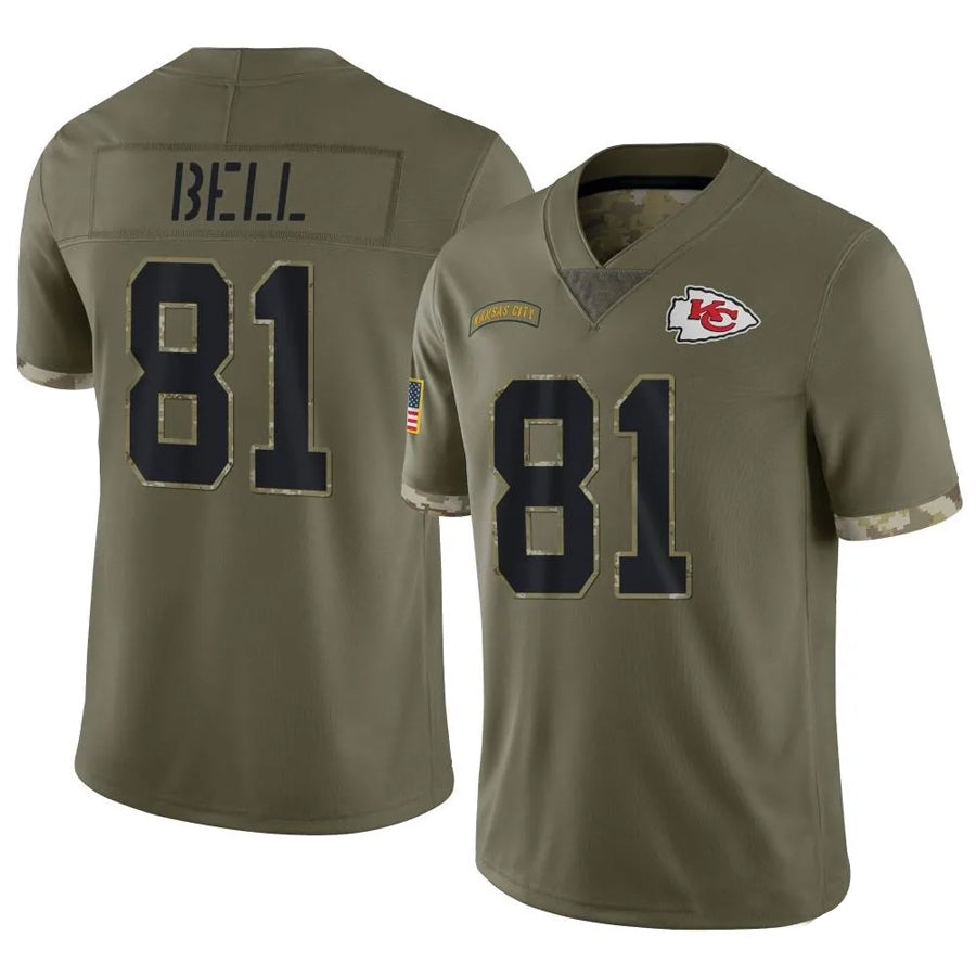 KC.Chiefs #81 Blake Bell Player Salute To Service Olive Football Jerseys football jersey product view 1