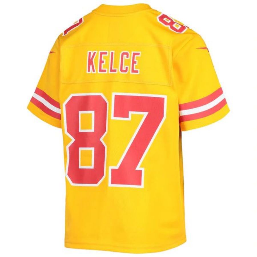 KC.Chiefs #87 Travis Kelce Gold Inverted Team Game Jersey Stitched American Football Jerseys football jersey product view 1