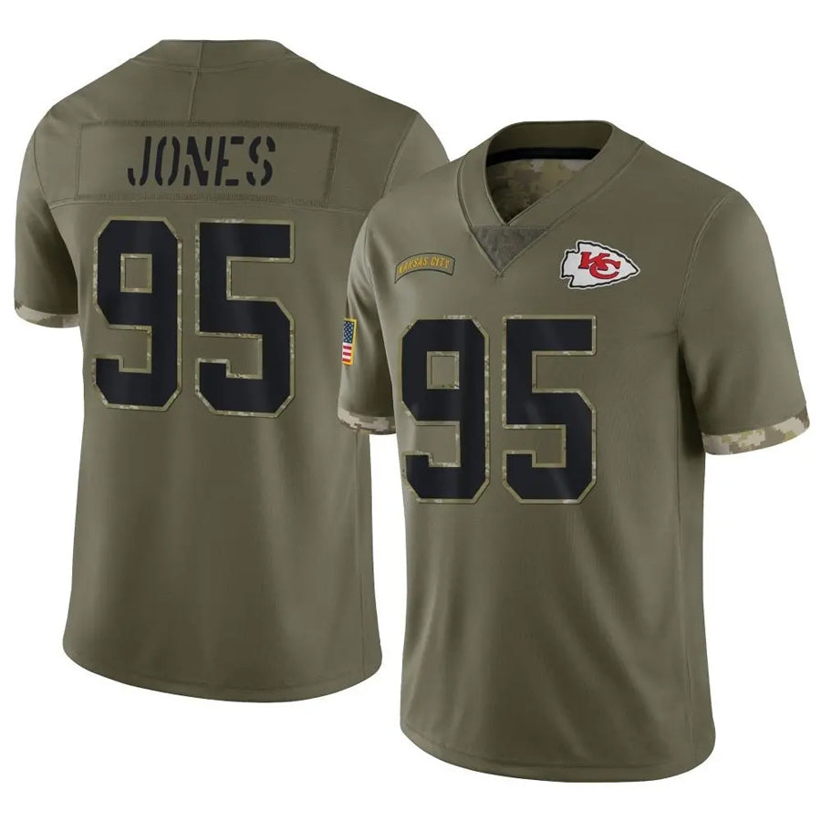 KC.Chiefs #95 Chris Jones Player Olive Limited Salute To Service Football Jerseys football jersey product view 1