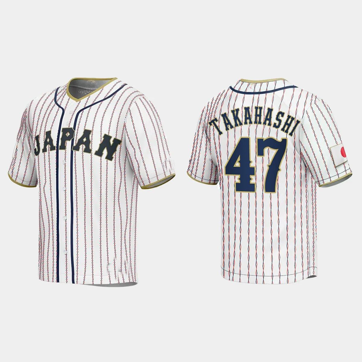 #47 KEIJI TAKAHASHI JAPAN BASEBALL 2023 WORLD BASEBALL CLASSIC JERSEY ¨C WHITE Stitches Baseball Jerseys baseball jersey product view 1