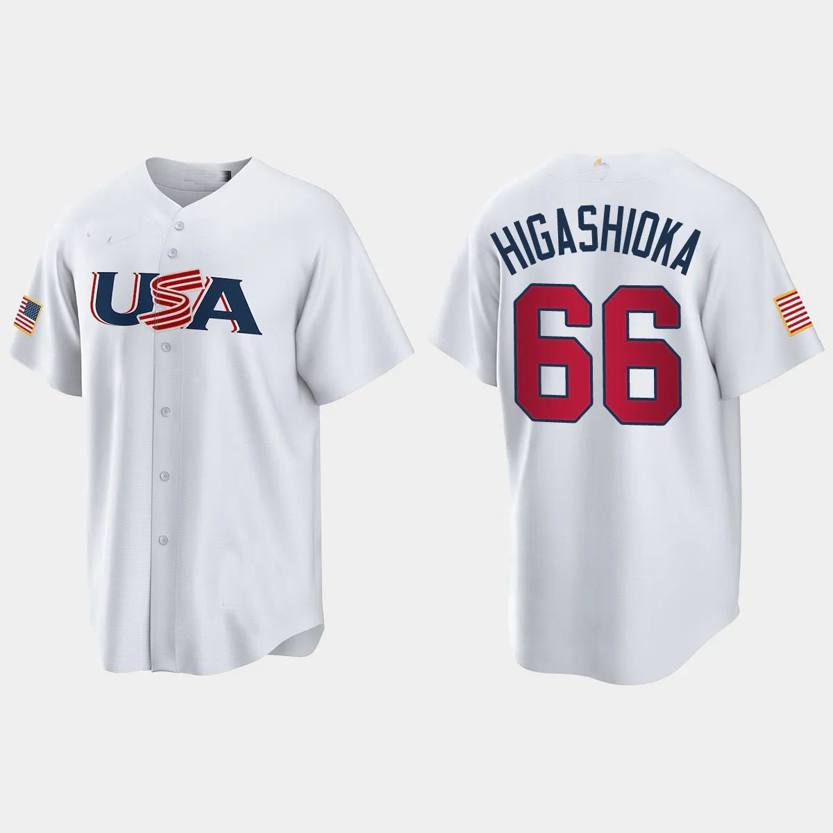 #66 KYLE HIGASHIOKA NEW YORK YANKEES 2023 WORLD BASEBALL CLASSIC USA REPLICA JERSEY ¨C WHITE Stitches Baseball Jerseys baseball jersey product view 1