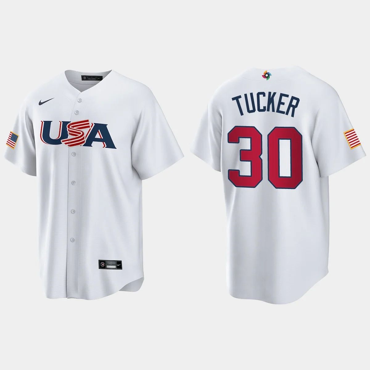 #30 KYLE TUCKER HOUSTON ASTROS 2023 WORLD BASEBALL CLASSIC USA REPLICA JERSEY ?¡ìC WHITE Stitches Baseball Jerseys baseball jersey product view 1