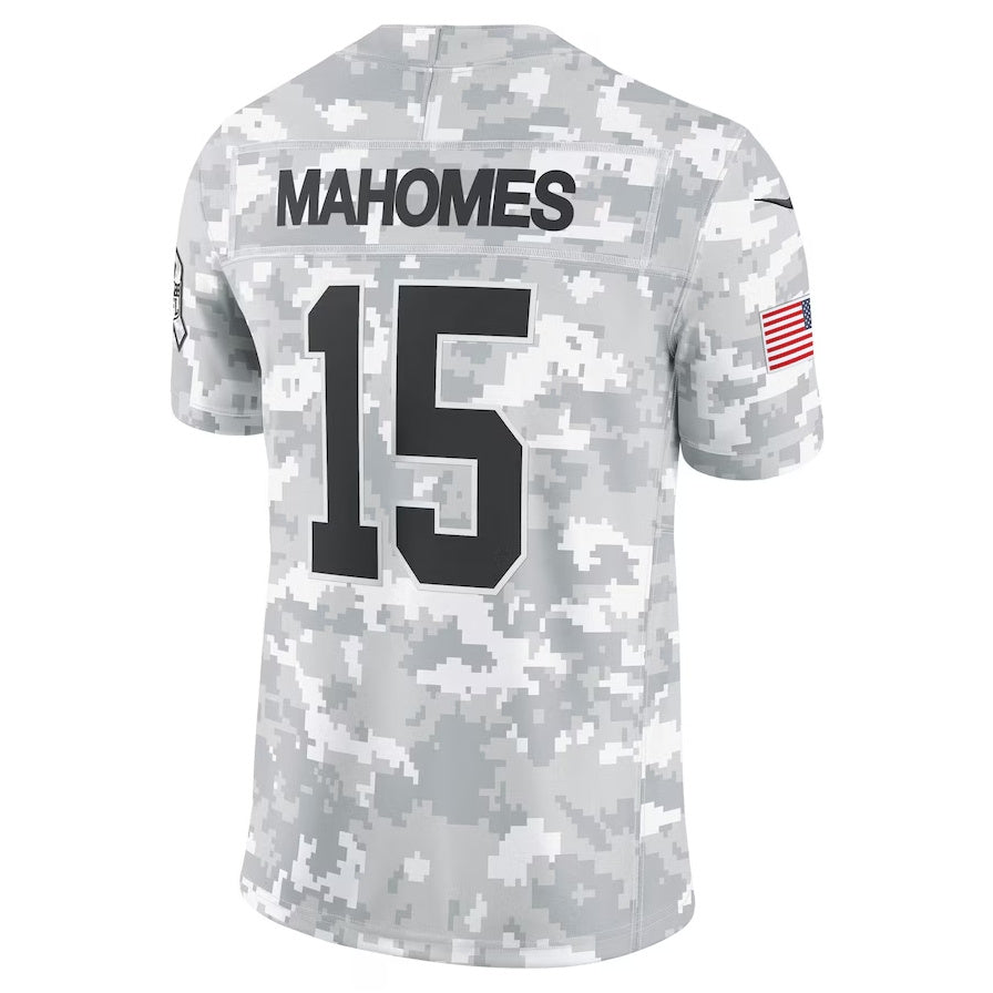 KC.Chiefs #15 Patrick Mahomes Arctic Camo 2024 Salute to Service Limited Stitched American Football Jerseys football jersey product view 1