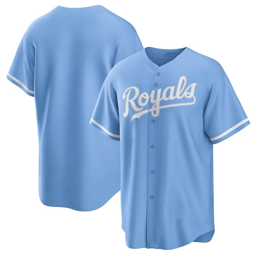 Kansas City Royals Alternate Replica Team Logo Jersey - Light Blue Stitched Baseball Jersey baseball jersey product view 1