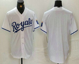 Kansas City Royals Blank White Cool Base Stitched Baseball Jersey baseball jersey product view 1