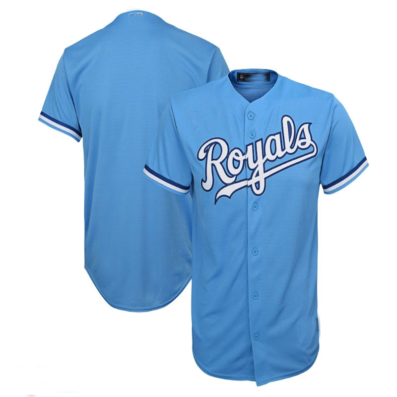 Kansas City Royals Alternate Replica Team Jersey - Light Blue Baseball Jerseys baseball jersey product view 1