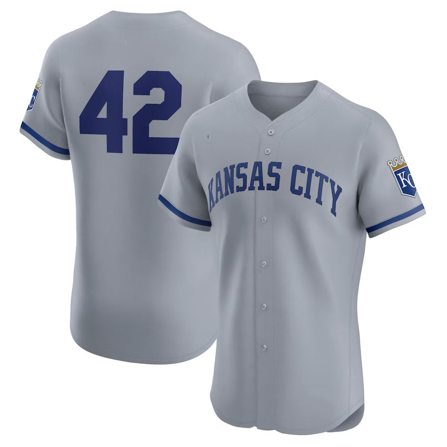 Kansas City Royals Road 2024 Jackie Robinson Day Elite Jersey - Gray Stitched Baseball Jersey baseball jersey product view 1