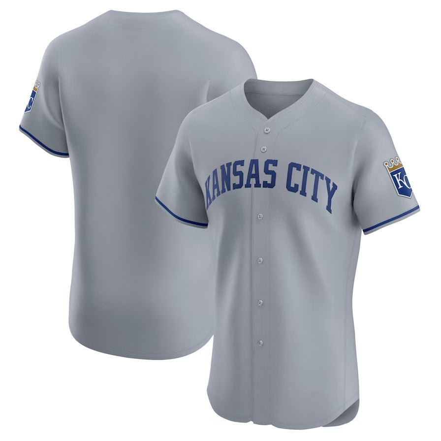 Kansas City Royals Road Vapor Premier Elite Patch Jersey - Gray Stitched Baseball Jersey baseball jersey product view 1