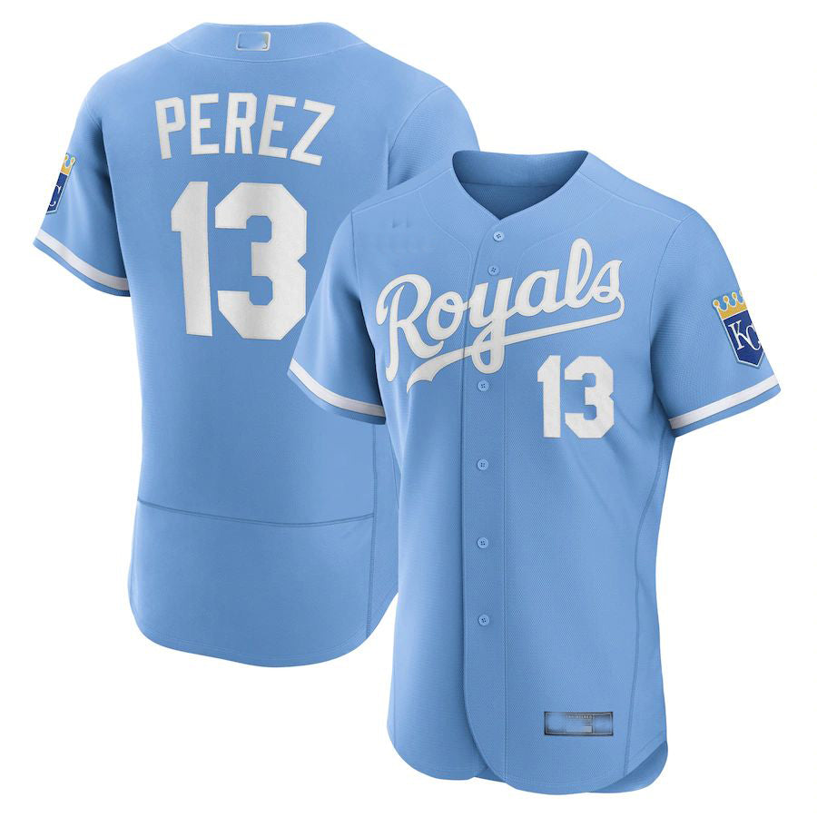Kansas City Royals #13 Salvador P¨¦rez Light Blue 2022 Alternate Authentic Player Jersey Baseball Jerseys baseball jersey product view 1